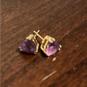 Elegant Gold and Purple Stud Earrings